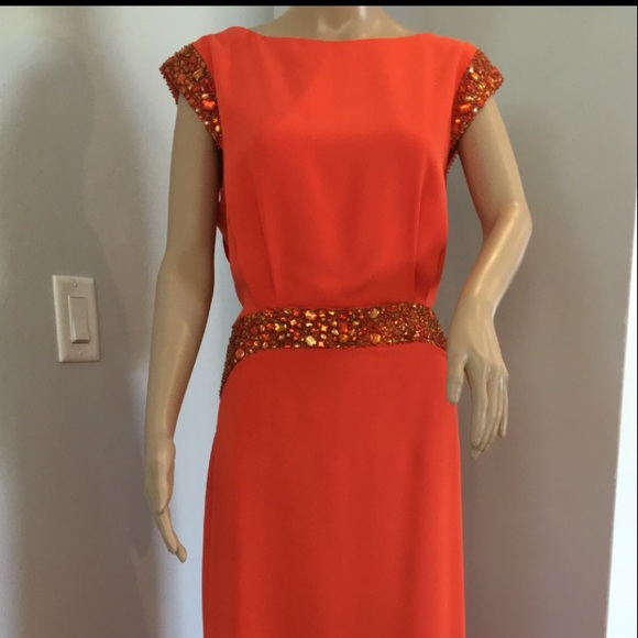 Pamela Rolland Embellished Cowl Back Evening Gown - Picture 4 of 7